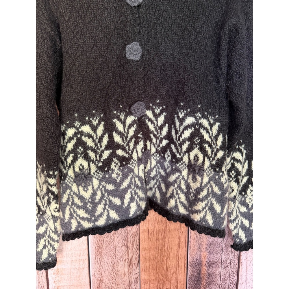 Dale of Norway Cardigan Sweater Vintage Nordic Fair Isle Black Gray Scandinavian - Picture 4 of 8